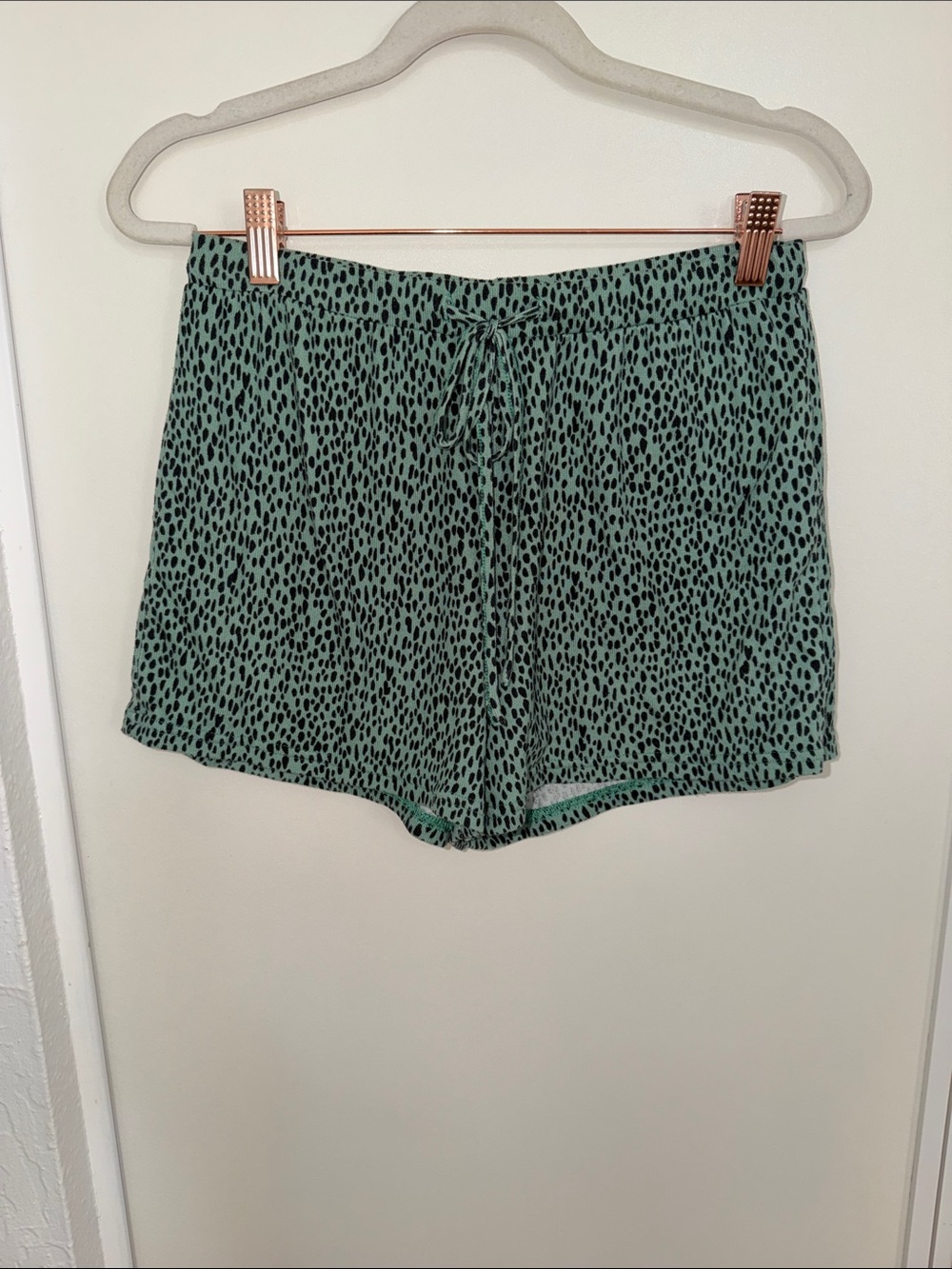 free press Mint Green Animal-Print Super soft Drawstring Shorts | XS